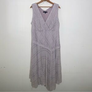 Chris McLaughlin 16W Elegant Sleeveless Lace Dress in Beige